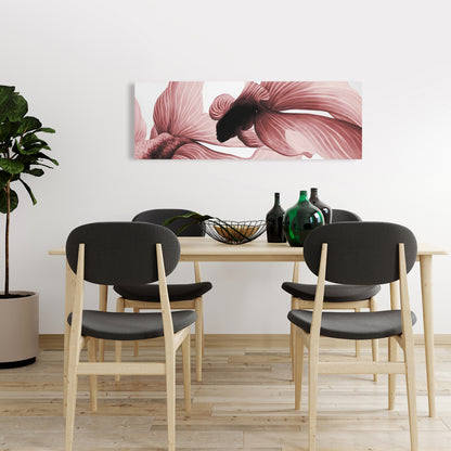 Asian Livingroom Decor | White Canvas Two Red Betta Art