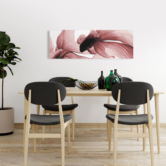 Asian Livingroom Decor | White Canvas Two Red Betta Art