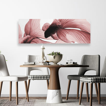 Asian Livingroom Decor | White Canvas Two Red Betta Art