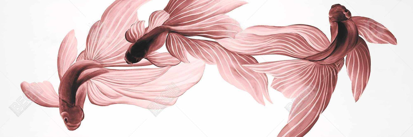 Red Betta Fish Canvas | Asian Animal Wall Art for Living Room