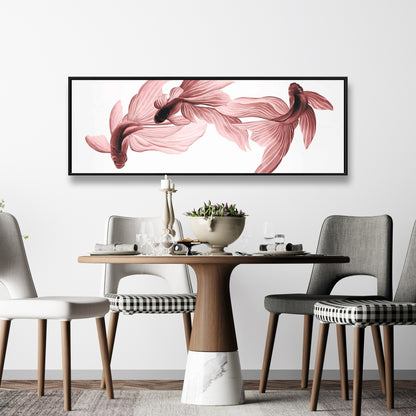 Red Betta Fish Canvas | Asian Animal Wall Art for Living Room