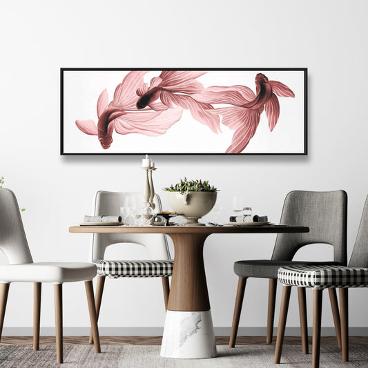 Red Betta Fish Canvas | Asian Animal Wall Art for Living Room