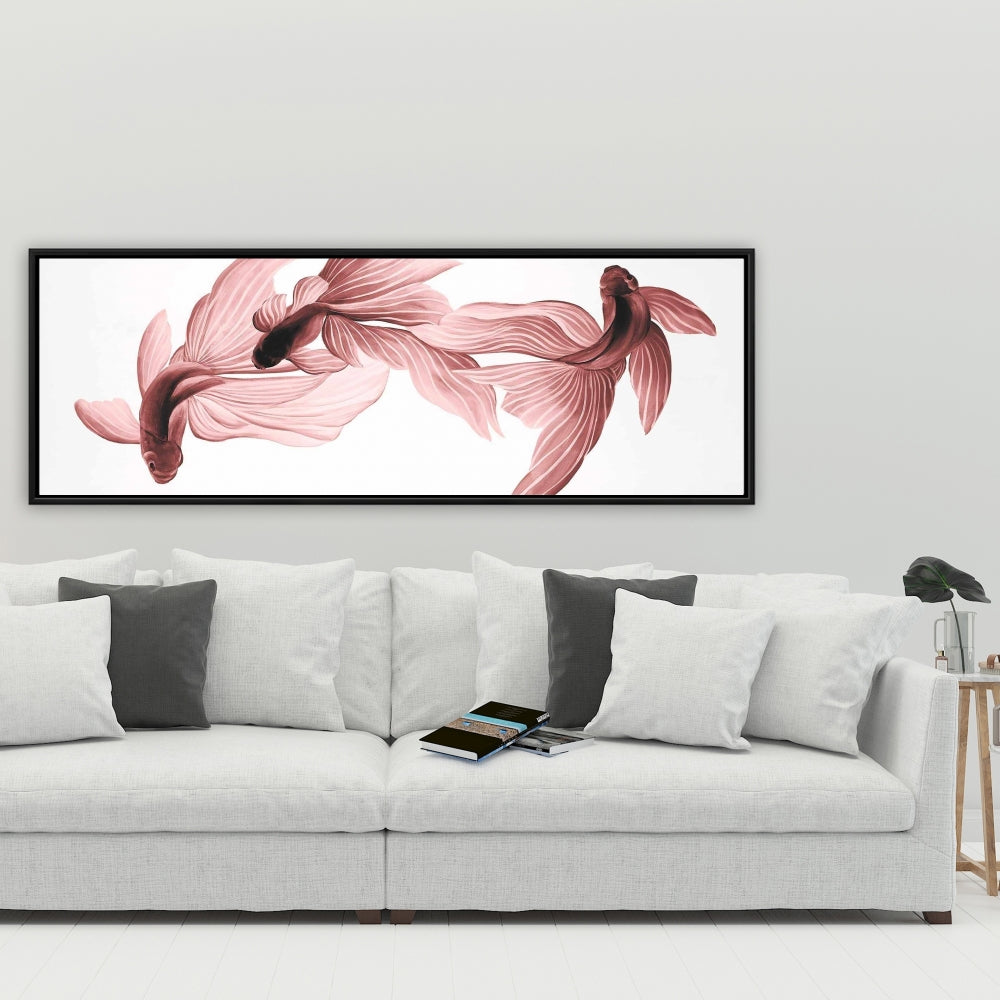 Red Betta Fish Canvas | Asian Animal Wall Art for Living Room