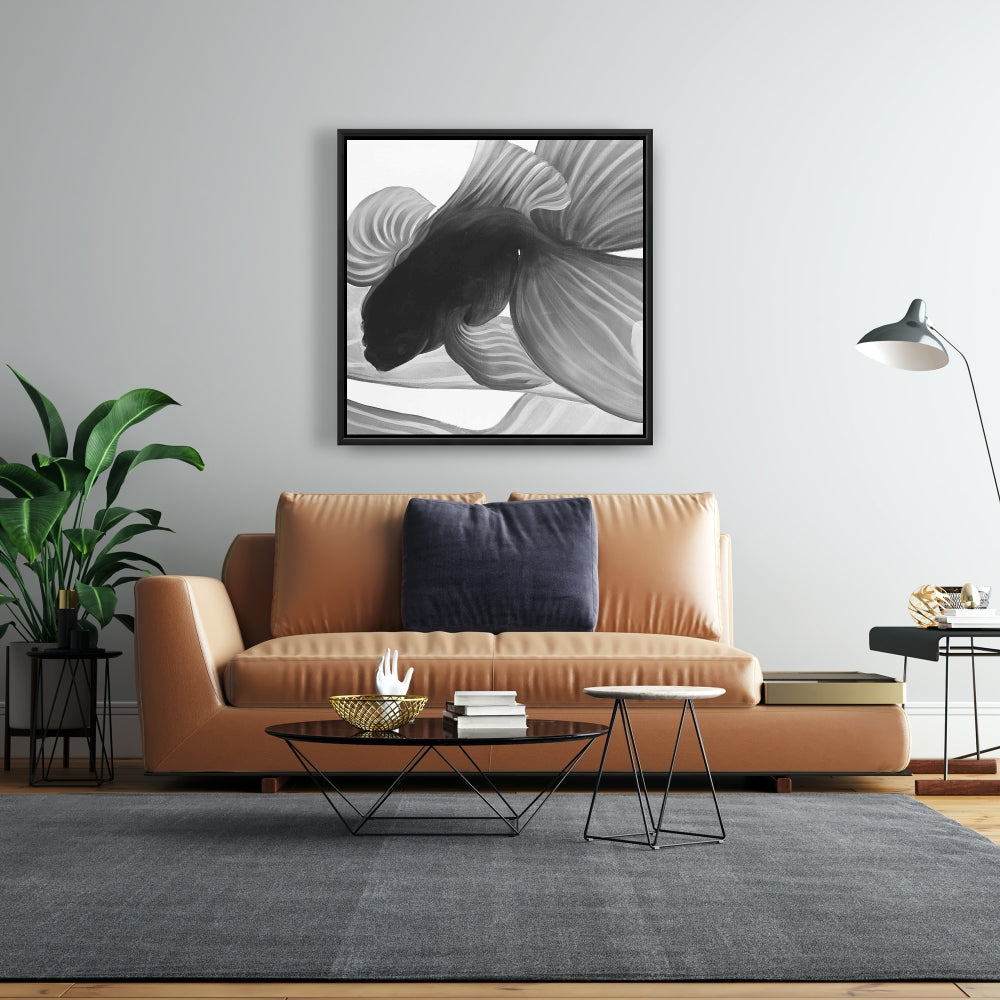 Toile encadrée monochrome « Deux combattants » | Décoration de chambre exotique