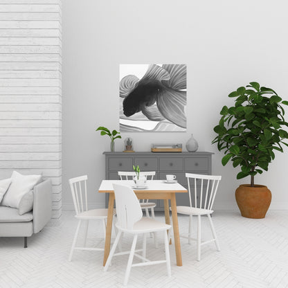 Monochrome Betta Fish Canvas | Aquatic Bedroom Wall Art Decor