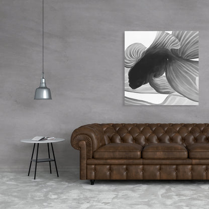 Monochrome Betta Fish Canvas | Aquatic Bedroom Wall Art Decor