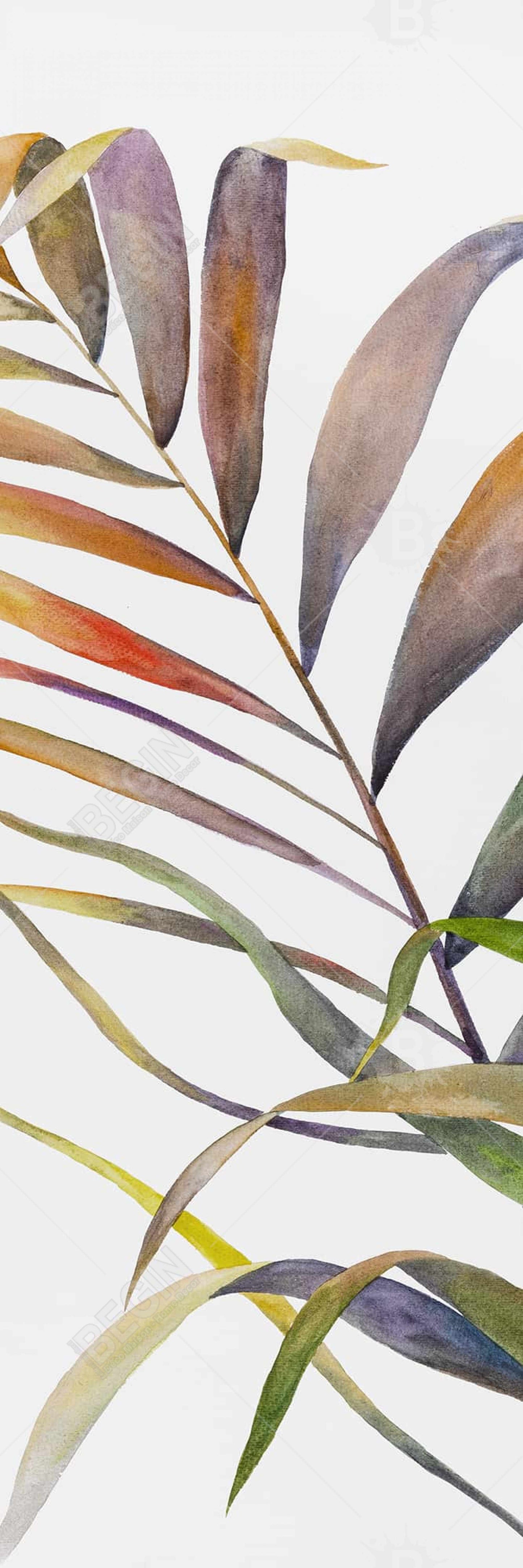 Toile aquarelle feuilles de palmier tropicales - Décoration d'intérieur exotique