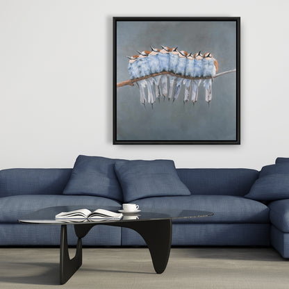 Bouquet de petits oiseaux sur une branche – Toile encadrée Animaux bleus