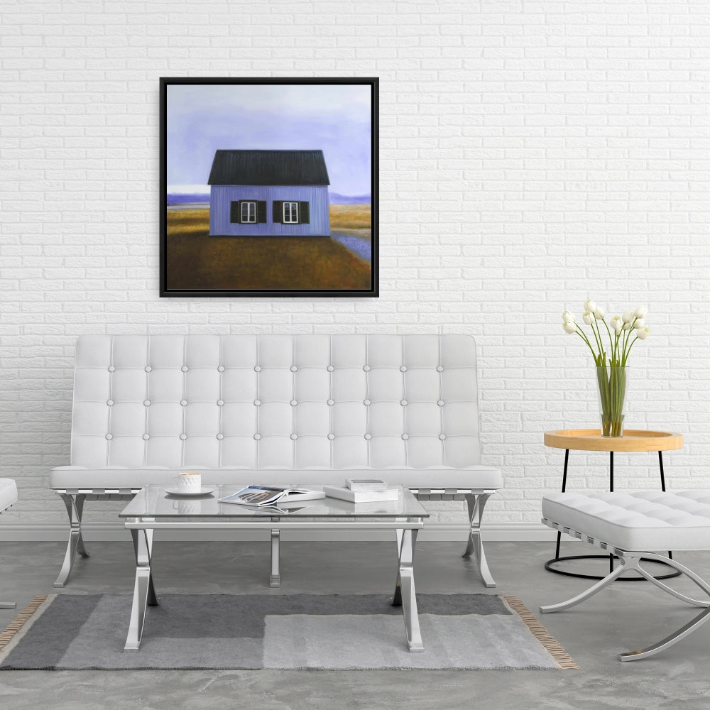 Blue Barn Framed Canvas | Blue Building Bedroom Wall Art Decor