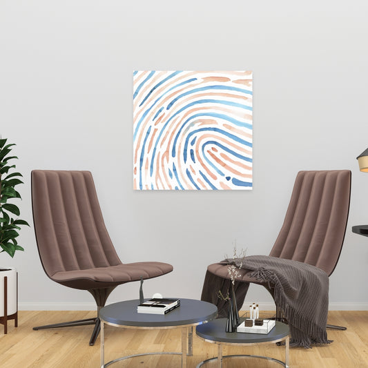 Blue Bedroom Canvas Art - Footprint Illustration Home Decor