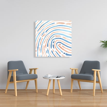 Blue Bedroom Canvas Art - Footprint Illustration Home Decor