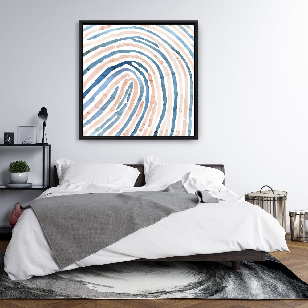 Toile encadrée « Formes de salle de bain avec empreintes digitales » | Décoration d'intérieur