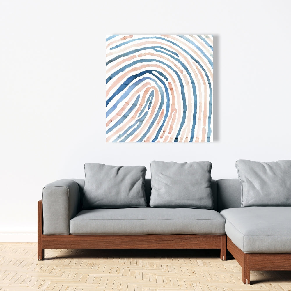 Fingerprint Blue Bathroom Canvas Decor | Unique Home Art
