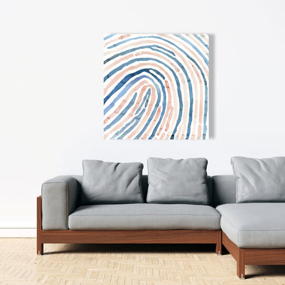 Fingerprint Blue Bathroom Canvas Decor | Unique Home Art