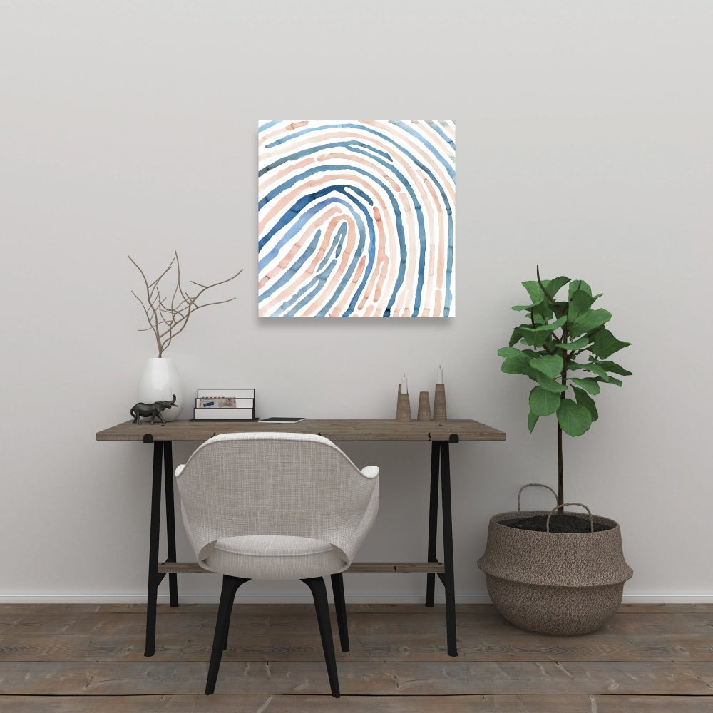 Fingerprint Blue Bathroom Canvas Decor | Unique Home Art
