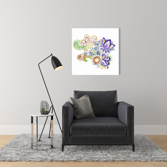 Paisley Watercolor Canvas | Purple Flower Patterns Home Decor