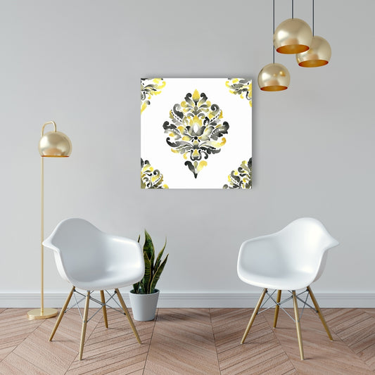 Gray Baroque Ornament Canvas | Bathroom Wall Art Decor