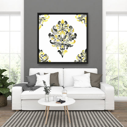 Toile décorative baroque bohème grise | Décoration murale