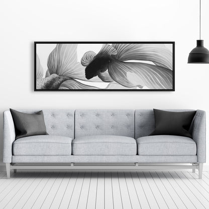 Toile encadrée monochrome « Deux combattants » | Décoration de chambre exotique