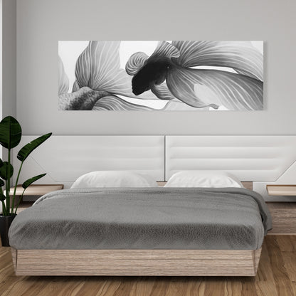 Monochrome Betta Fish Canvas | Aquatic Bedroom Wall Art Decor