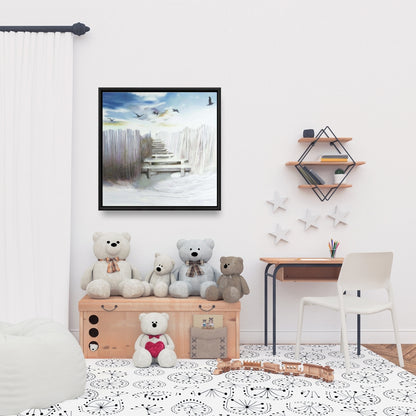 Break at the Beach Canvas | Blue Bird Coastal Framed Decor