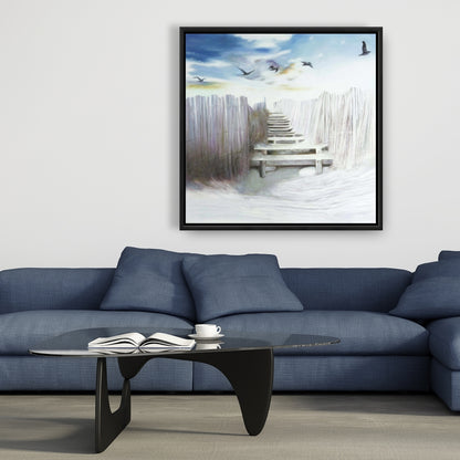 Break at the Beach Canvas | Blue Bird Coastal Framed Decor