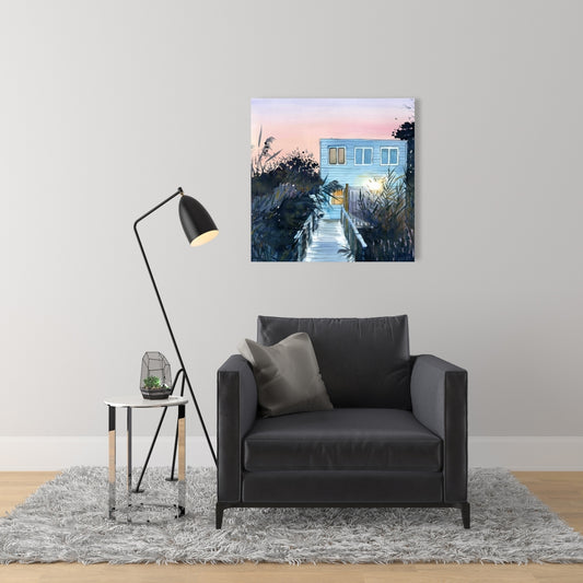 Toile botanique « Maison de plage » | Décoration murale de chambre américaine