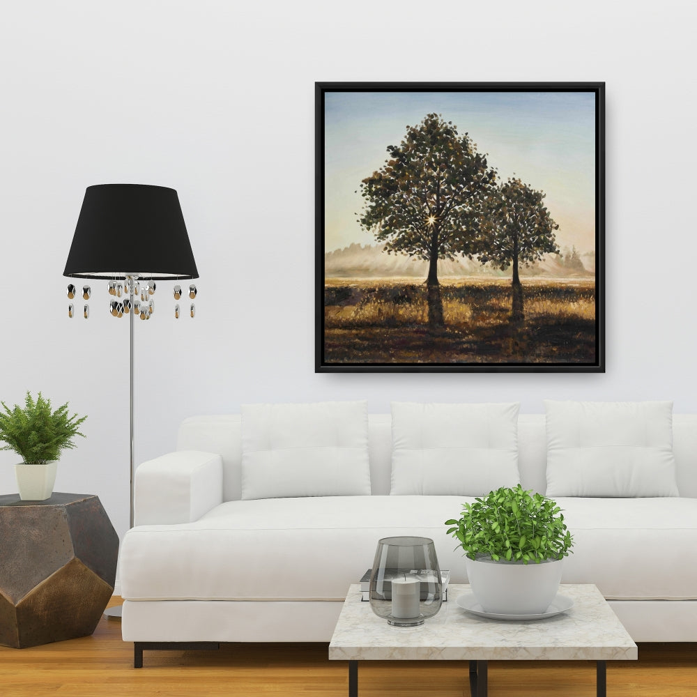 Rustic Trees in Countryside Canvas | Brown Framed Home Decor
