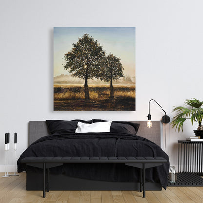 Trees in the Countryside Canvas - Rustic Living Room Decor