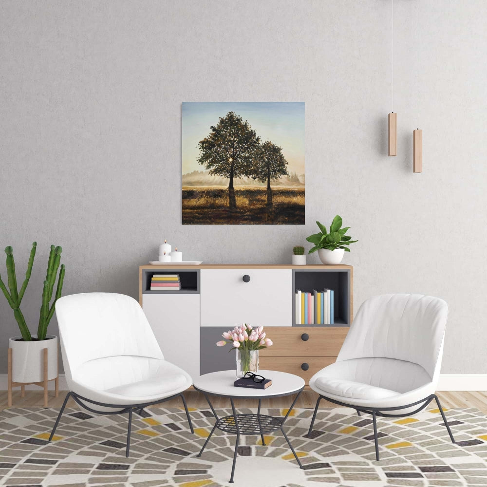 Trees in the Countryside Canvas - Rustic Living Room Decor