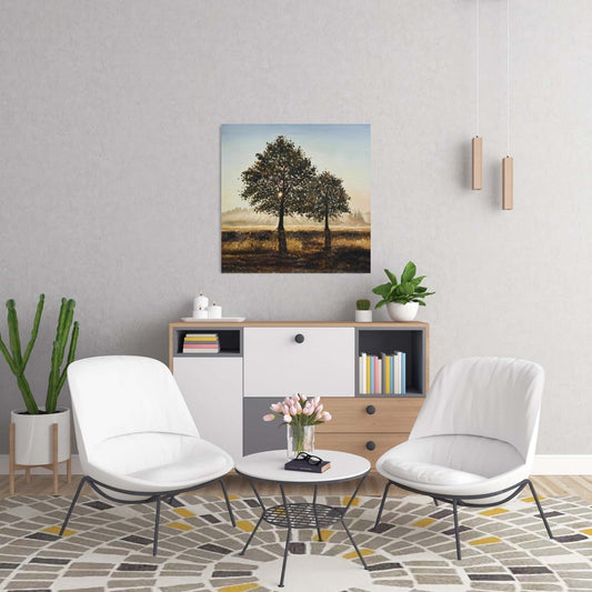 Trees in the Countryside Canvas - Rustic Living Room Decor