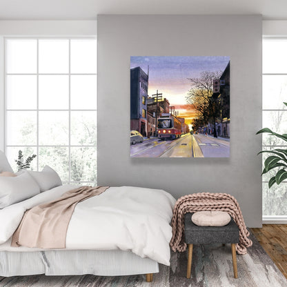 Blue Sunset Streetscape Canvas | Toronto Home Decor Art