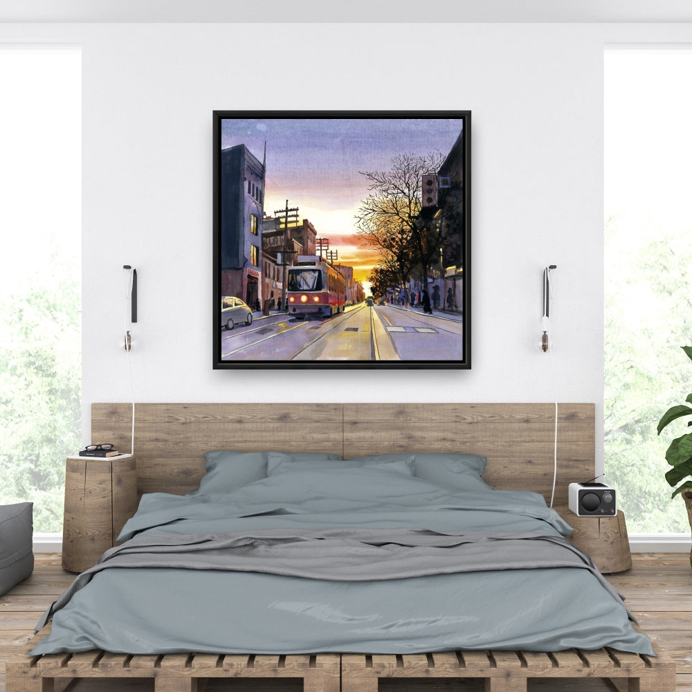 Toile « Sunset Streetscape Toronto » | Décoration d'intérieur Blue Street