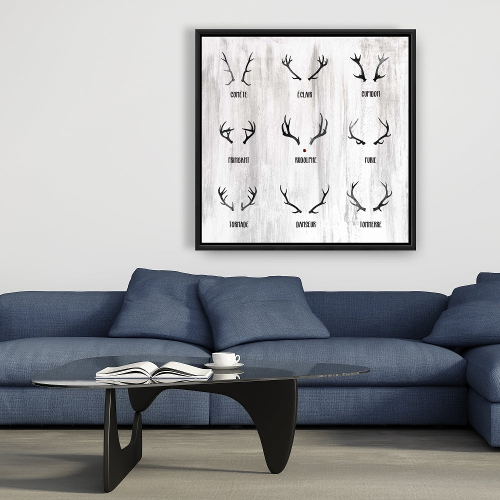 Toile Père Noël et Renne | Décoration scandinave pour salon