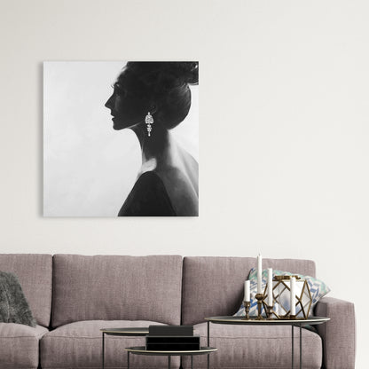 Chic Woman Monochrome Canvas - Elegant Figurative Home Decor