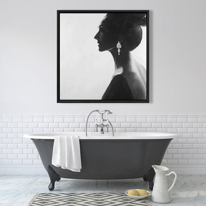 Toile monochrome « Femme chic » | Cadre blanc, décoration d'intérieur