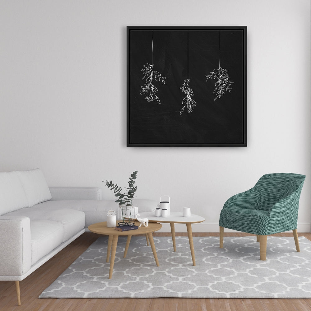 Mistletoe Holiday Canvas | White Framed Bathroom Decor