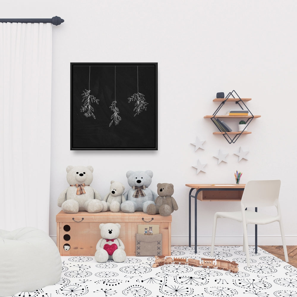 Mistletoe Holiday Canvas | White Framed Bathroom Decor