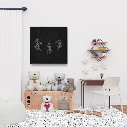 Mistletoe Holiday Canvas | White Framed Bathroom Decor