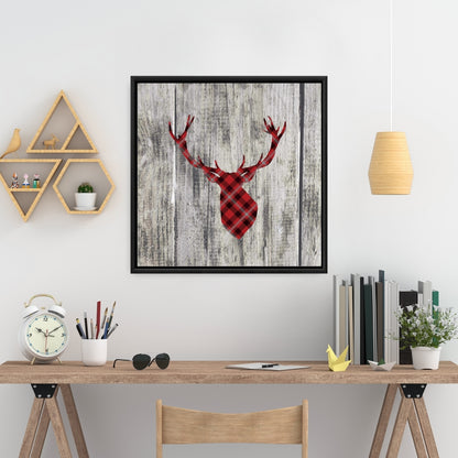 Toile cerf rustique grise | Décoration d'intérieur bois et cerf