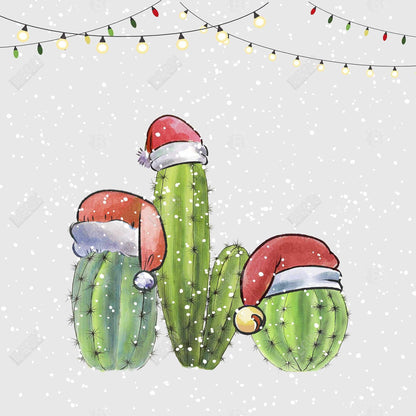 Toile encadrée « Cactus botanique gris de Noël » | Décoration d'intérieur