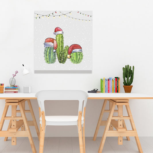 Christmas Cactus Canvas: Floral Botanical Home Decor Art