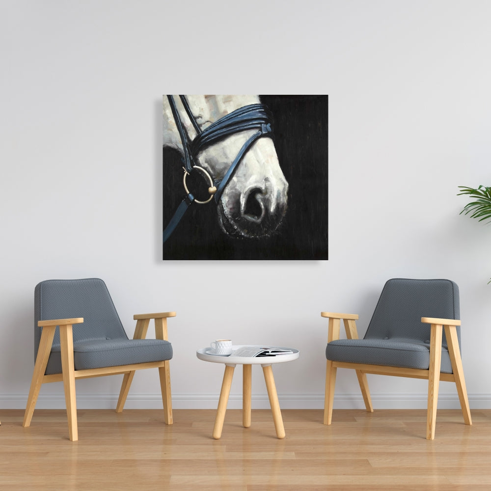 Horse with Harness Blue Canvas | Home Decor Bedroom Art