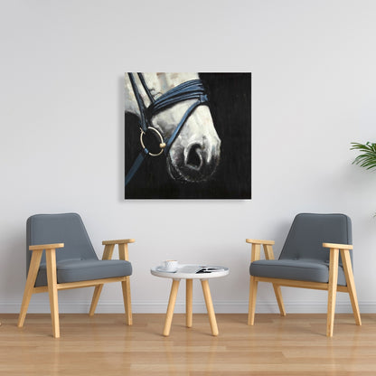 Horse with Harness Blue Canvas | Home Decor Bedroom Art