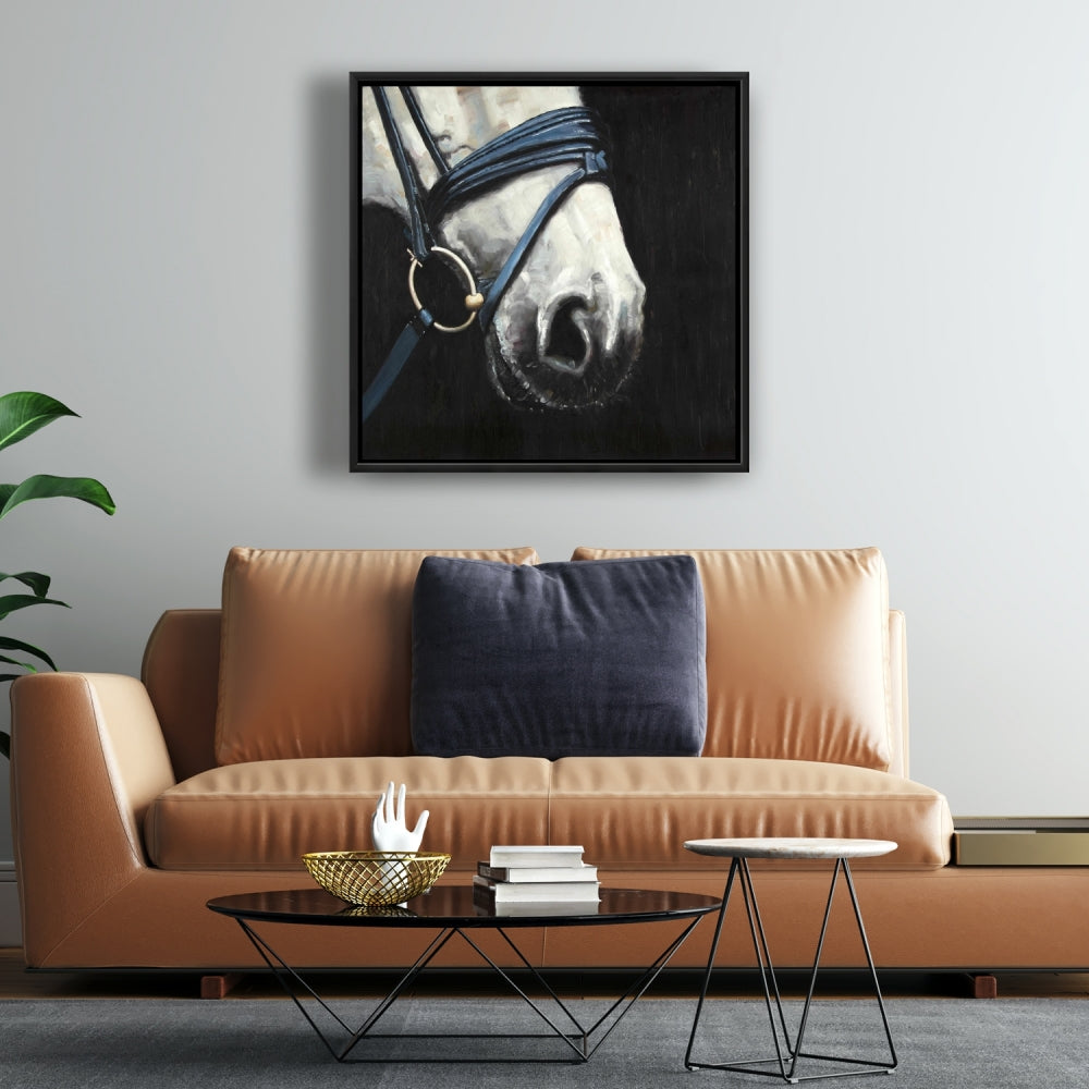 Horse with Harness Rustic Framed Canvas | Home Decor Art