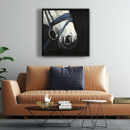 Horse with Harness Rustic Framed Canvas | Home Decor Art