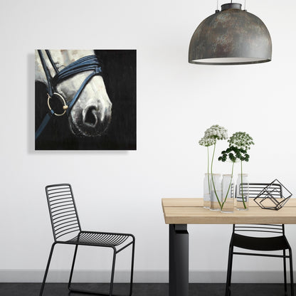 Horse with Harness Blue Canvas | Home Decor Bedroom Art