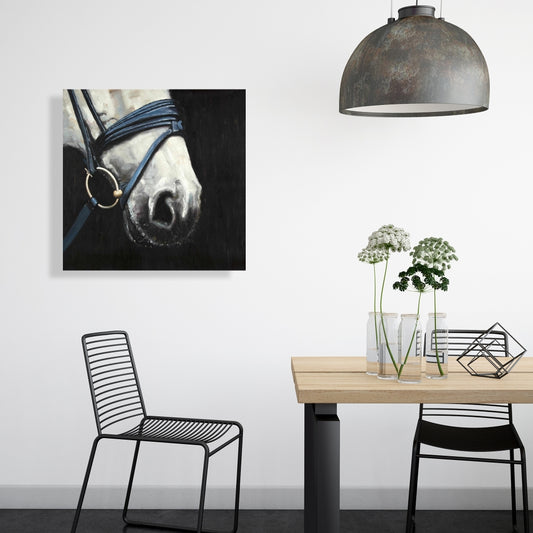 Horse with Harness Blue Canvas | Home Decor Bedroom Art