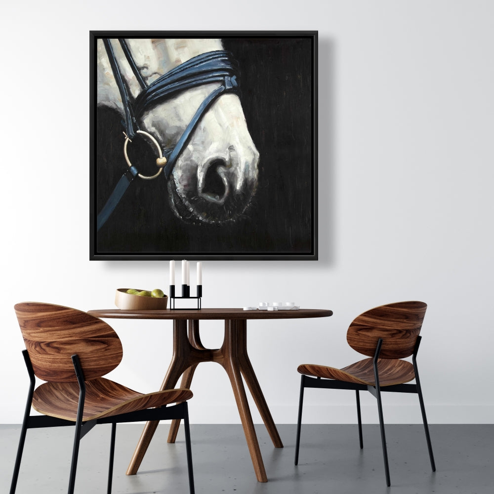 Horse with Harness Rustic Framed Canvas | Home Decor Art