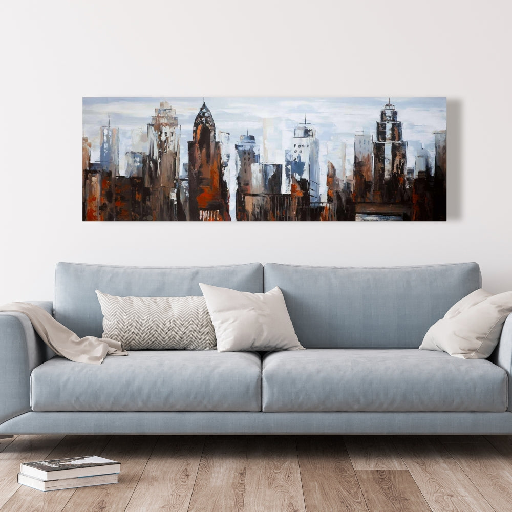 Gray Day in the City Canvas | Contemporary Bedroom Decor